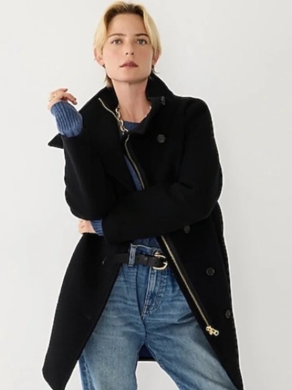J.Crew Villa Coat in Italian Stadium-Cloth Wool Size 2 in Black - Picture 3 of 15